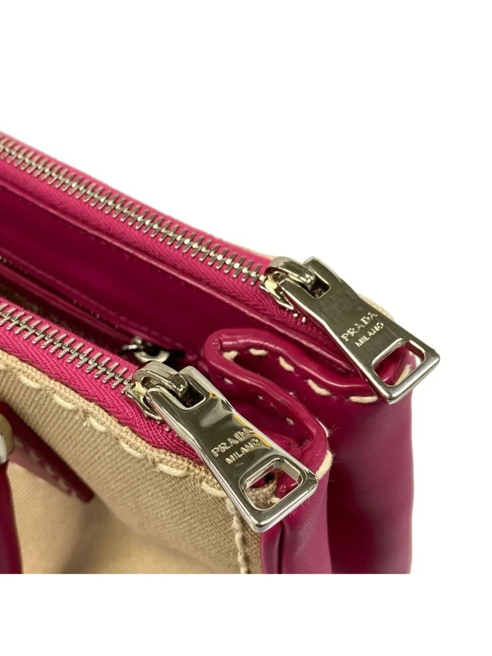 Prada Handbag Canapa City Beige Pink Leather
